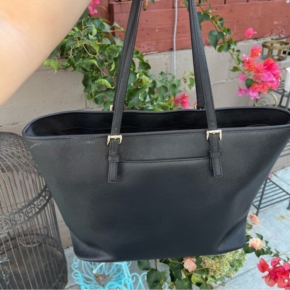 Michael Kors Jetset Authentic Black shoulder Sofiano Leather Women’s Tote Bag - Picture 2 of 15